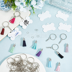 DIY Blank Double-sided Heat Transfer Aluminium Pendant Keychain Making Kits&nbsp;DIY-SP0005-26C
