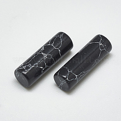 合成ターコイズビーズ  染め  穴なし/ドリルなし  コラム  ブラック  8x2mm&nbsp;X-TURQ-S290-03A-02