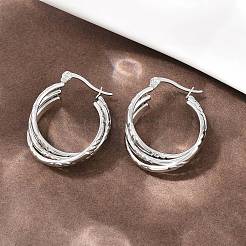 304 Stainless Steel Triple Twist Ring Stud Earrings&nbsp;EJEW-P324-09P
