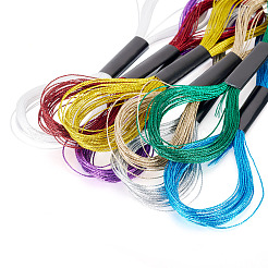 8 Skeins 8 Colors 6-Ply Polyester Metallic Embroidery Floss&nbsp;DIY-TAC0020-73
