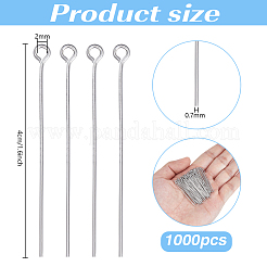 1000Pcs 304 Stainless Steel Eye Pins&nbsp;STAS-PH0007-07-1