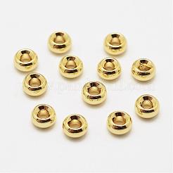 真鍮製スペーサービーズ  ロンデル  カドミウムフリー＆ニッケルフリー＆鉛フリー  18KGP本金メッキ  5x3mm  穴：2mm&nbsp;KK-P056-09G-NR