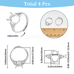 4Pcs Brass Adjustable Ring Components&nbsp;KK-SC0007-06