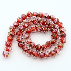 Handmade Gold Sand Lampwork Rondelle Beads Strands&nbsp;LAMP-L003-A-01