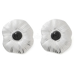 Natural Obsidian Stud Earrings&nbsp;EJEW-A118-08P