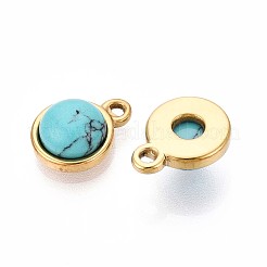 合成ターコイズ半円形チャーム  201 ステンレス鋼の部品  18KGP本金メッキ  イオンプレーティング（ip）  13.5x10x5.5~6mm  穴：1.5~1.6mm&nbsp;STAS-N109-213B-G