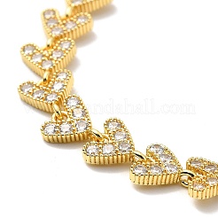Clear Cubic Zirconia Heart Link Chain Bracelet&nbsp;BJEW-A132-07G