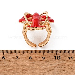 合金カフスリング  エナメル  ロブスター  ライトゴールド  レッド  41.5x27.5mm&nbsp;RJEW-H260-01KCG-01