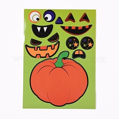 ハロウィンかぼちゃ飾るステッカー  さまざまな楽しいデザインの面白いしかめっ面デカール  ハロウィンパーティーの好意  オレンジ  18x13.15x0.02cm  4シート/セット&nbsp;DIY-I027-07