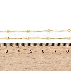 女性用真鍮サテライトチェーンネックレス  カドミウムフリー＆鉛フリー  18KGP本金メッキ  17.32インチ（44cm）  ビーズ間隔：13.5~14mm&nbsp;X-NJEW-P265-05G