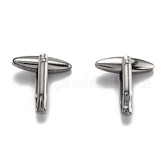 変色しない男性用 304 ステンレススチール製カフスボタン  ステンレス鋼色  26x7x5mm&nbsp;STAS-F267-04P