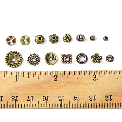 15スタイルチベットスタイル合金スペーサービーズセット  混合図形  アンティークブロンズ  3~9x3~7mm  穴：1~2.5mm&nbsp;DIY-FS0007-16