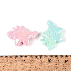 不透明なアクリルビーズ  スター  ABカラーメッキ  ミックスカラー  28x39x11mm  穴：3.8mm  約105個/500g&nbsp;OACR-N150-33
