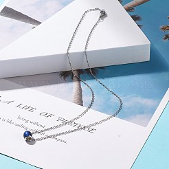 ムードネックレス  女性のための温度感知色変化丸いガラスビーズペンダントネックレス  ステンレス鋼色  17.71インチ（45cm）&nbsp;NJEW-JN03809
