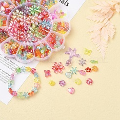 271個13スタイル透明アクリルビーズ  花とキャンディーと蝶結びとクローバーとスノーフレークと蝶とハートとスターとヒトデと混合頭文字  ミックスカラー&nbsp;TACR-YW0001-26