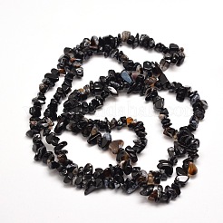 天然ブラックオニキスチップビーズ連売りを染色および加熱  5~8x5~8mm  穴：1mm  約31.5インチ&nbsp;G-M205-43