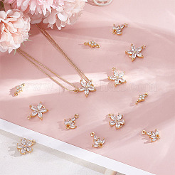 16Pcs 4 Styles Brass Pave Clear Cubic Zirconia Connector Charms&nbsp;KK-HY0004-39