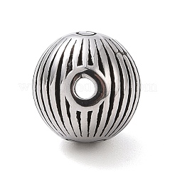 304ステンレススチール製手動研磨ビーズ  三つ巴模様の丸い  アンティークシルバー  9.5mm  穴：1.6mm&nbsp;STAS-G276-23AS