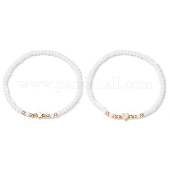 2Pcs 2 Styles Glass Seed Beaded Stretch Bracelet Sets for Women&nbsp;BJEW-JB11373-03