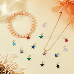 28PCS 7Colors Brass Cubic Zirconia Charms&nbsp;KK-DC0003-71
