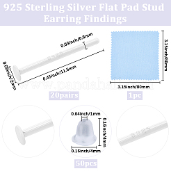 10Pairs 925 Sterling Silver Flat Pad Stud Earring Findings&nbsp;STER-BBC0009-02