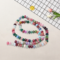 2連売り染め天然マレーシアジェイドロンデルビーズ連売り  多面カット  ミックスカラー  4x2~3mm  穴：1mm  約110~115個/連  14インチ&nbsp;G-PA0001-84