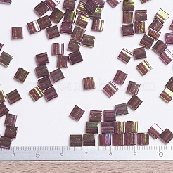 MIYUKIティラビーズ  日本製シードビーズ  2穴  （tl301)ダークトパーズレインボーゴールド光沢  5x5x1.9mm  穴：0.8mm  約590個/50g&nbsp;SEED-X0054-TL301