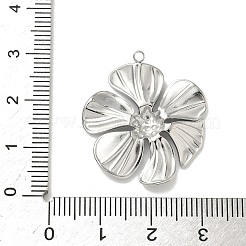 304ステンレスペンダント  花のチャーム  ステンレス鋼色  28x25x3mm  穴：1.5mm&nbsp;STAS-L301-10P