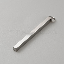ステンレススチールペンダント  丸カン付き  長方形のチャーム  ステンレス鋼色  39.5x3x3mm  穴：4.5mm&nbsp;STAS-WH0066-10P-02
