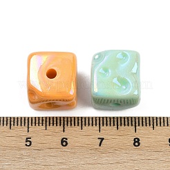 不透明なアクリルビーズ  キューブ  ABカラーメッキ  ミックスカラー  13.5x13.5x14mm  穴：2.7mm  約195個/500g&nbsp;OACR-C022-17