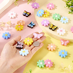 花と蝶のPVCとシリコンビーズのファインディングキット  ミックスカラー  18.5~30x20~32x7~8mm  穴：2~3.5mm&nbsp;FIND-TA0007-96