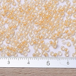 MIYUKIラウンドロカイユビーズ  日本製シードビーズ  （rr202)レモンライニングクリスタル  11/0  2x1.3mm  穴：0.8mm  約1100PCS /ボトル  10 G /ボトル&nbsp;SEED-JP0008-RR0202