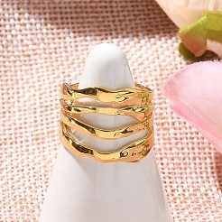 304 Stainless Steel Multilayer Open Cuff Rings for Women&nbsp;RJEW-Z077-01G-05