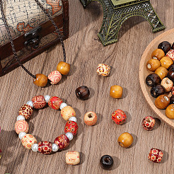 90pcs 3 Colors Dyed Natural Wood Beads&nbsp;WOOD-PA0001-26