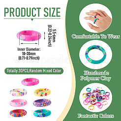 30Pcs Handmade Polymer Clay Finger Rings&nbsp;RJEW-TA0001-11B