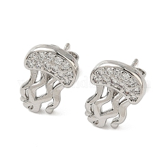 Brass Micro Pave Clear Cubic Zirconia Stud Earrings&nbsp;EJEW-A145-03A-P