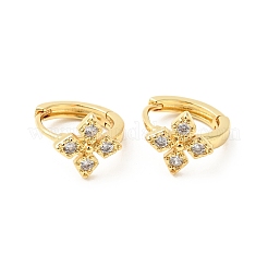 Cubic Zirconia Flower Hoop Earrings&nbsp;EJEW-G312-17G-02