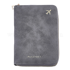 合成皮革ジッパー付きパスポートカバー  長方形  グレー  155x115x28mm&nbsp;ABAG-WH20005-71B