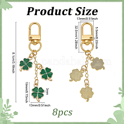 8Pcs Alloy Enamel Clover Pendant Decorations&nbsp;HJEW-PH02206