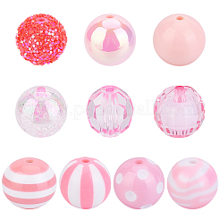 DIYラウンドビーズファインディングキット  アクリルビーズ入り  樹脂ビーズ  ピンク  19~20x18~20mm  穴：2~3mm&nbsp;DIY-PA0001-36C