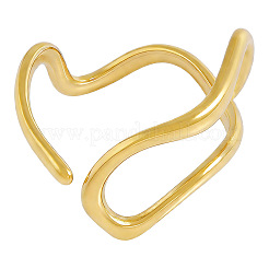 Irregular Lines 304 Stainless Steel Open Cuff Rings&nbsp;YI1389-2