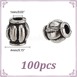100Pcs Barrel Tibetan Style Alloy Spacer Beads&nbsp;TIBEB-LP0001-04