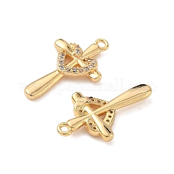 Brass Micro Pave Clear Cubic Zirconia Pendants&nbsp;KK-B160-04G