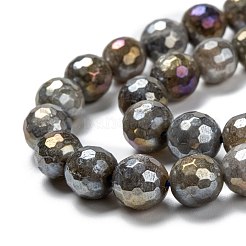 天然石ラブラドライトビーズ連売り  ラウンド  虹メッキ  多面カット  8mm  穴：1.2mm  約48~49個/連  15.16''~15.35''（38.5~39センチメートル）&nbsp;G-G723-01C