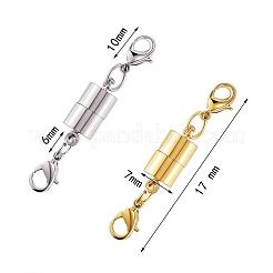 20セット2色真鍮マグネットクラスプ  カニカン付き  コラム  ミックスカラー  17x7mm  10セット/カラー&nbsp;KK-SZ0003-99