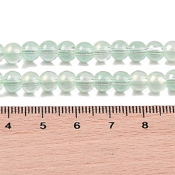 ガラスビーズ連売り  グリッターパウダー付き  ラウンド  淡緑色  6x5.5mm  穴：1mm  約142個/連  29.92''（76センチメートル）&nbsp;GLAA-K068-01A-15