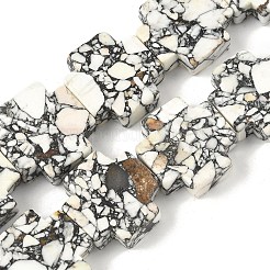 染め合成ターコイズビーズ連売り  クロス  19.5~20.5x19~20.5x7~7.5mm  穴：0.8mm  約20個/連  15.20~15.63''（38.6~39.7センチメートル）&nbsp;G-M448-A01-03