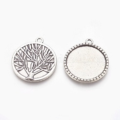 Flat Round with Tree of Life Tibetan Style Pendant Cabochon Settings&nbsp;LS-TIBEP-K020kg-06AS-NR