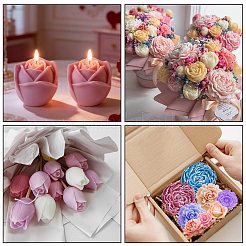 4個 4スタイル DIY キャンドル シリコン型  キャンドル作り用  花  ホワイト  44~57x44~54x30~50mm  1個/スタイル&nbsp;SIMO-FS0001-03