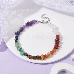 Chakra Natural Gemstone Chips Beaded Anklets for Women&nbsp;AJEW-AN00556